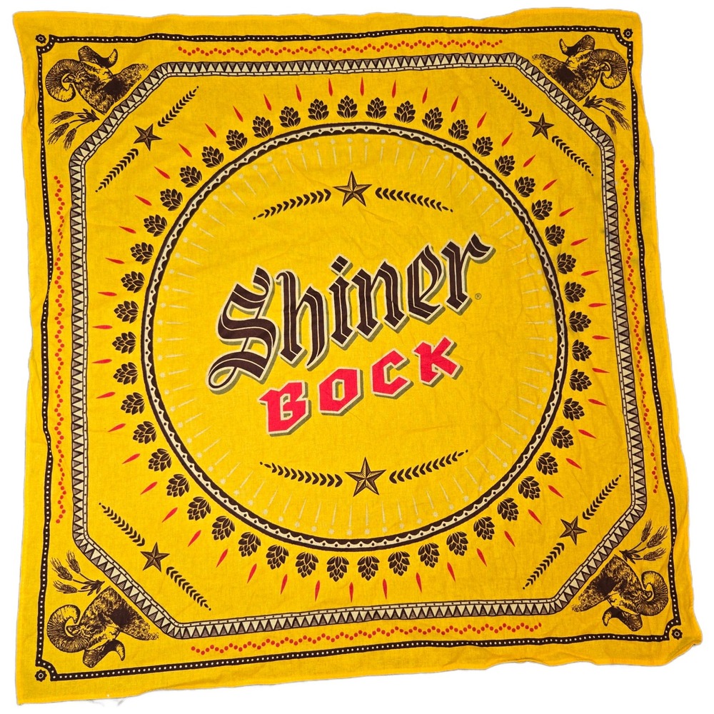 Shiner Bock Bandana Yellow Brewery Logo Ram Hops Graphic Neckerchief 21x21